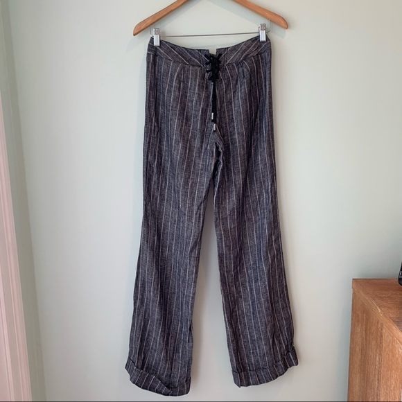🏷️ Express High Waist Wide Leg Linen Striped Pants 0 - Picture 8 of 8